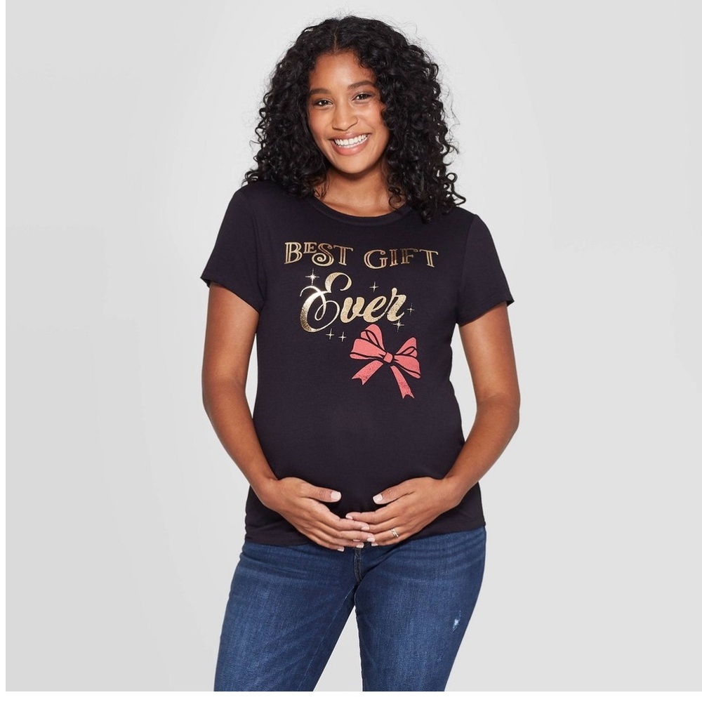 Target Black Tee with Gold and Pink Graphic